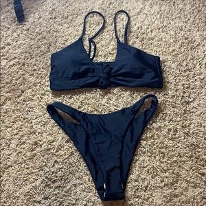Black bikini set thong bottoms